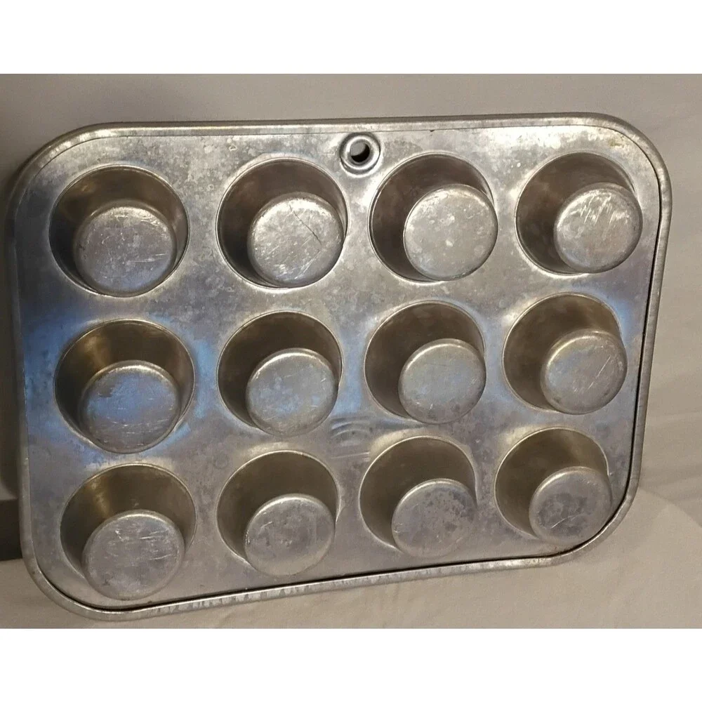 Vintage Mirro Mini Muffin Tin Pan  Aluminum  Tart Cupcake 12 Holes 2 1/2